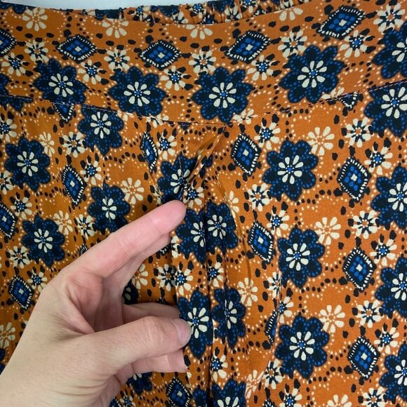 NEW Smythe Printed Wide Leg Cropped Pants Batik Floral Size XS Rust Floral Boho - Picture 9 of 12